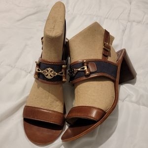 Tory Burch Brown Leather Slingback Heels Size 10/ 9
